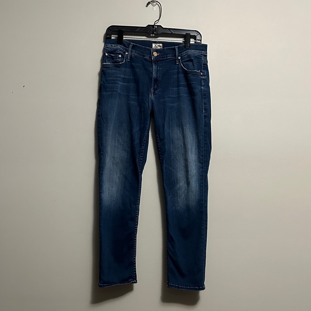 MOTHER Dark Blue Cropped Ankle Jeans